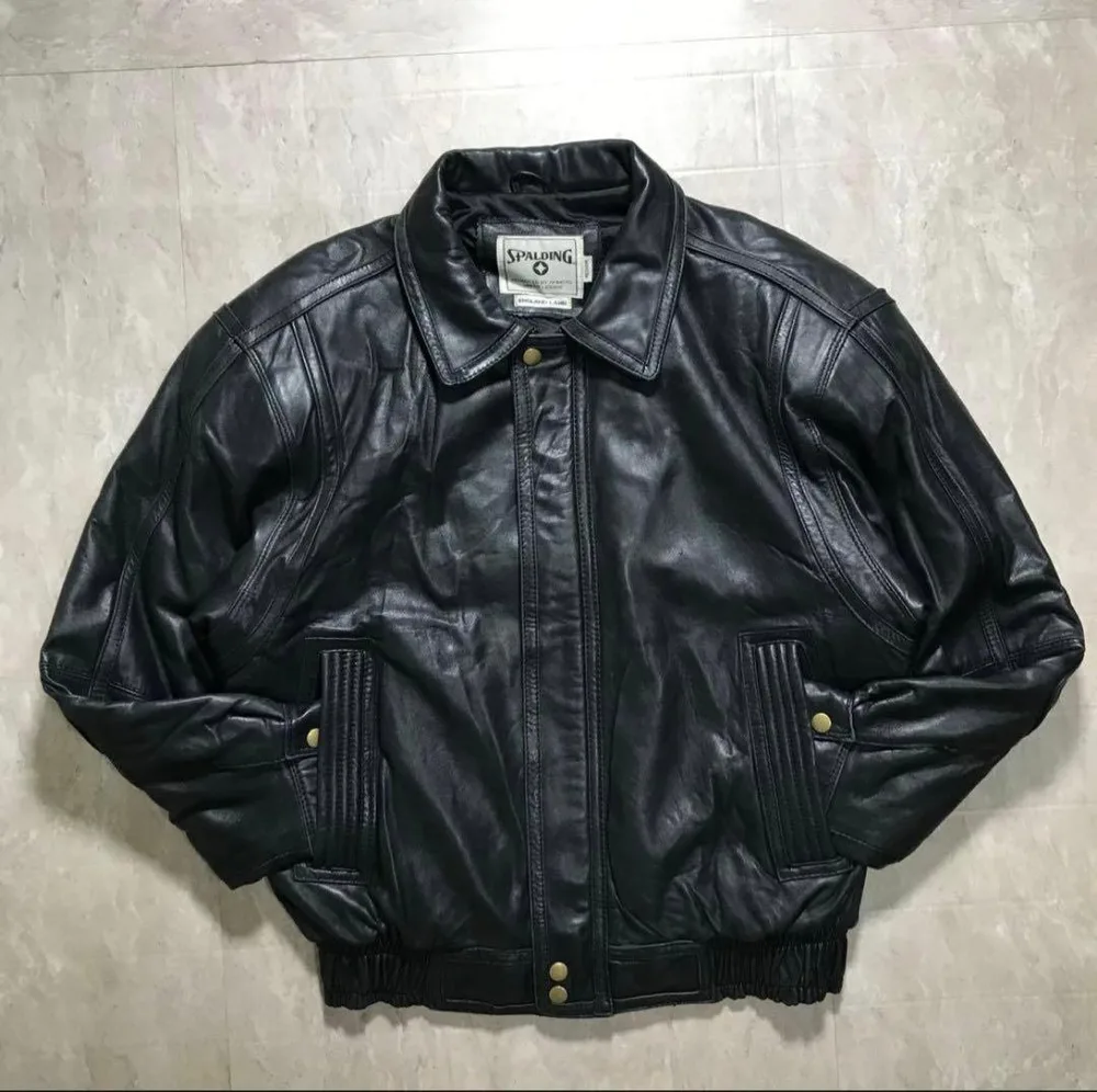 80s レザーボンバージャケット 本革 短丈 深水光太 ノームコア モード 黒