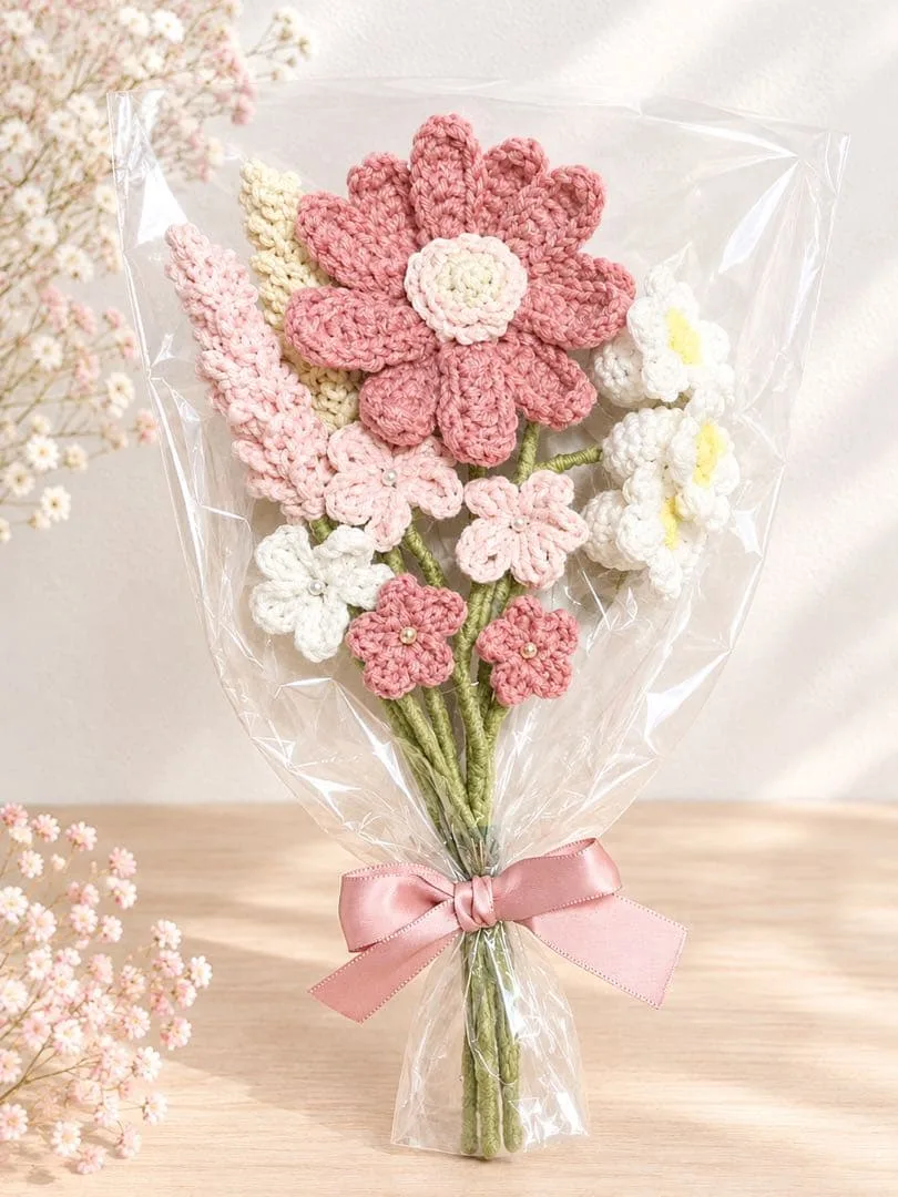 枯れないお花 毛糸のブーケ ハンドメイド ギフト