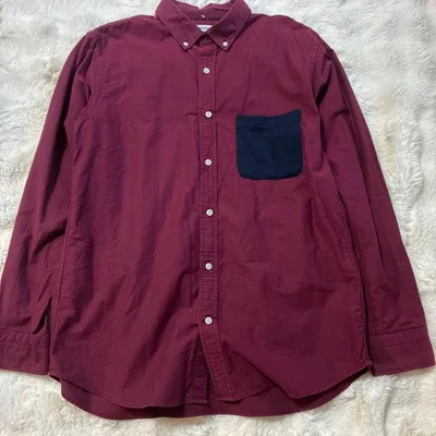 GLOBAL WORK 長袖シャツ ボルドー L