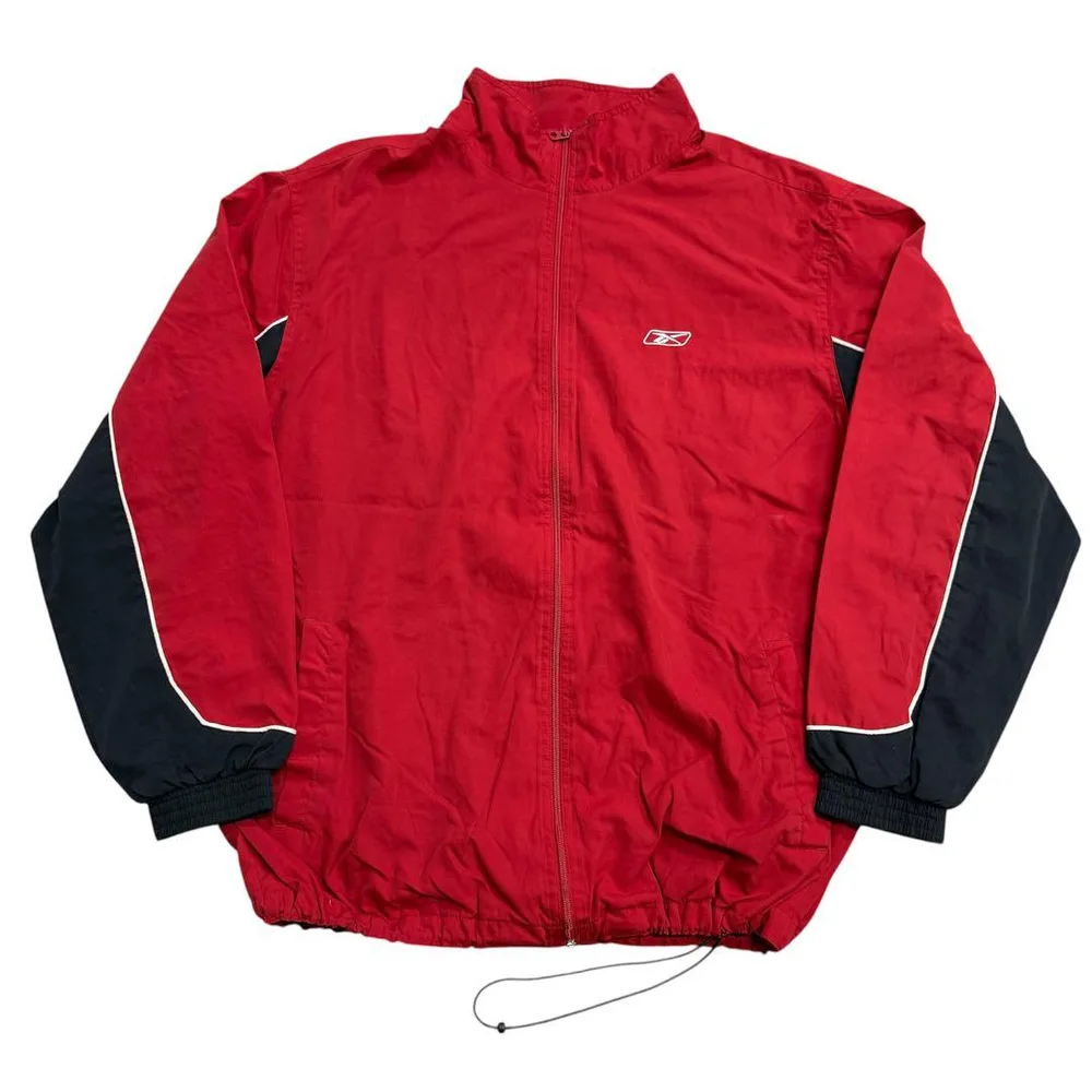 Reebok ナイロンジャケット レッド×ブラック XL