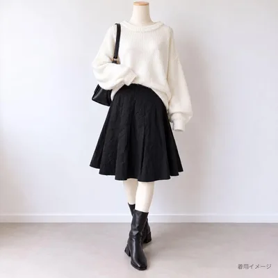 コムサイズム スカート フレア ゆったり ブラック モノトーン 発表会 シンプル