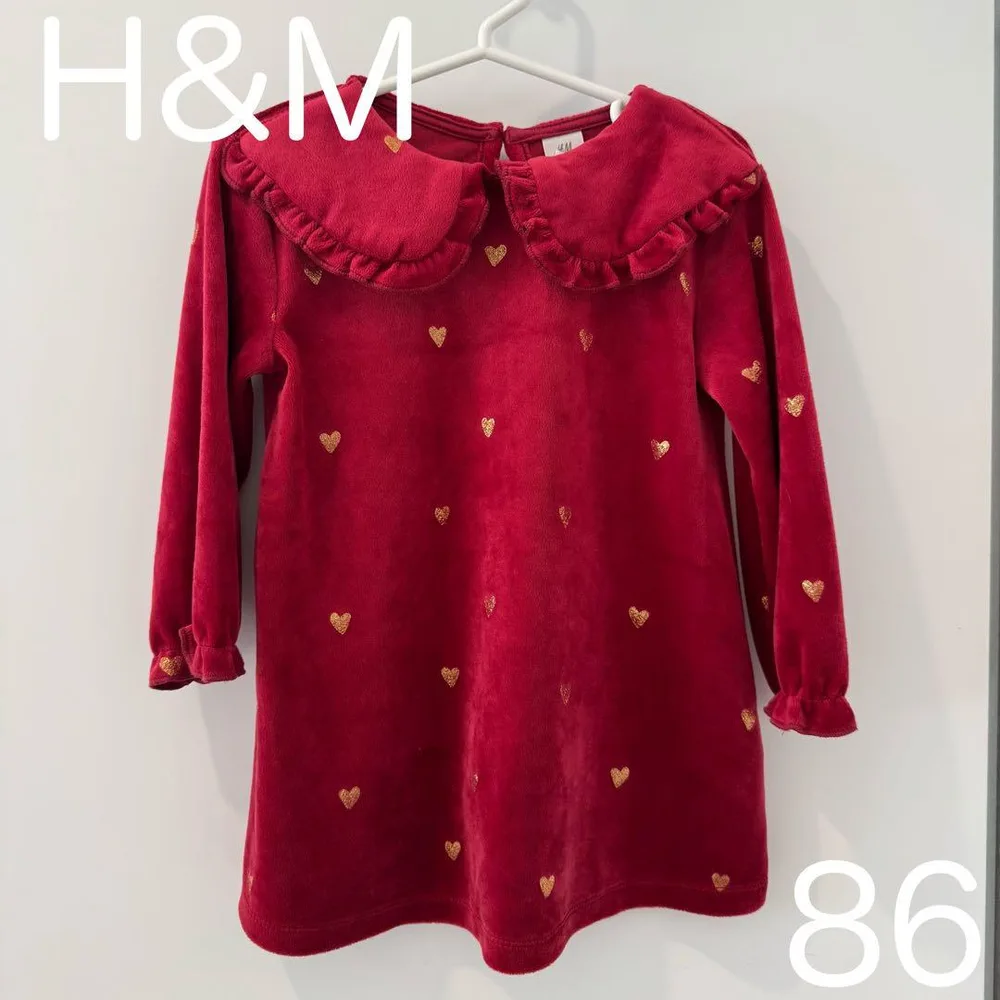 【H&M】 ハート柄 赤 ワンピース【86】