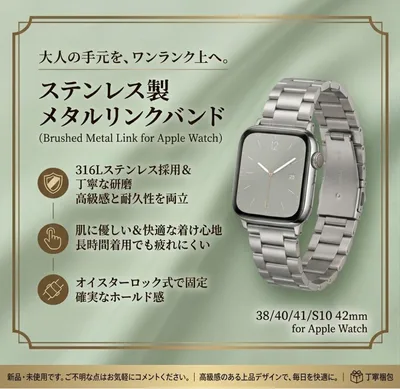 【新品•未使用】Apple Watch用 メタルリンクバンド シルバー