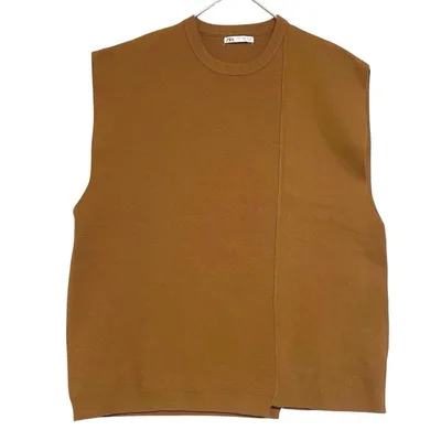 ZARA ザラ ノースリーブニット 茶 M