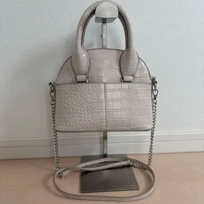 美品 ZARA クロコ型押し 2way ショルダーバッグ グレージュ