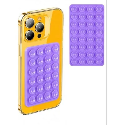紫 1枚シリコン吸盤スマホホルダー 両面40粒吸着 スマホスタンド