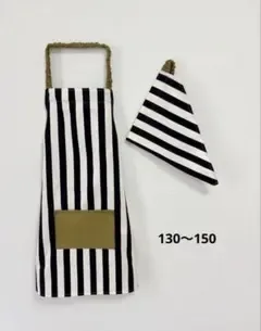 子どもエプロン キッズエプロン三角巾セット ハンドメイド ストライプモスグリーン