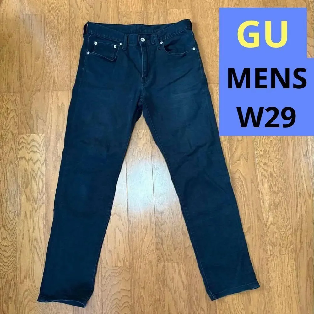 GU ジーユー ストレッチスリムジーンズ ブラックデニム W29 73cm 黒