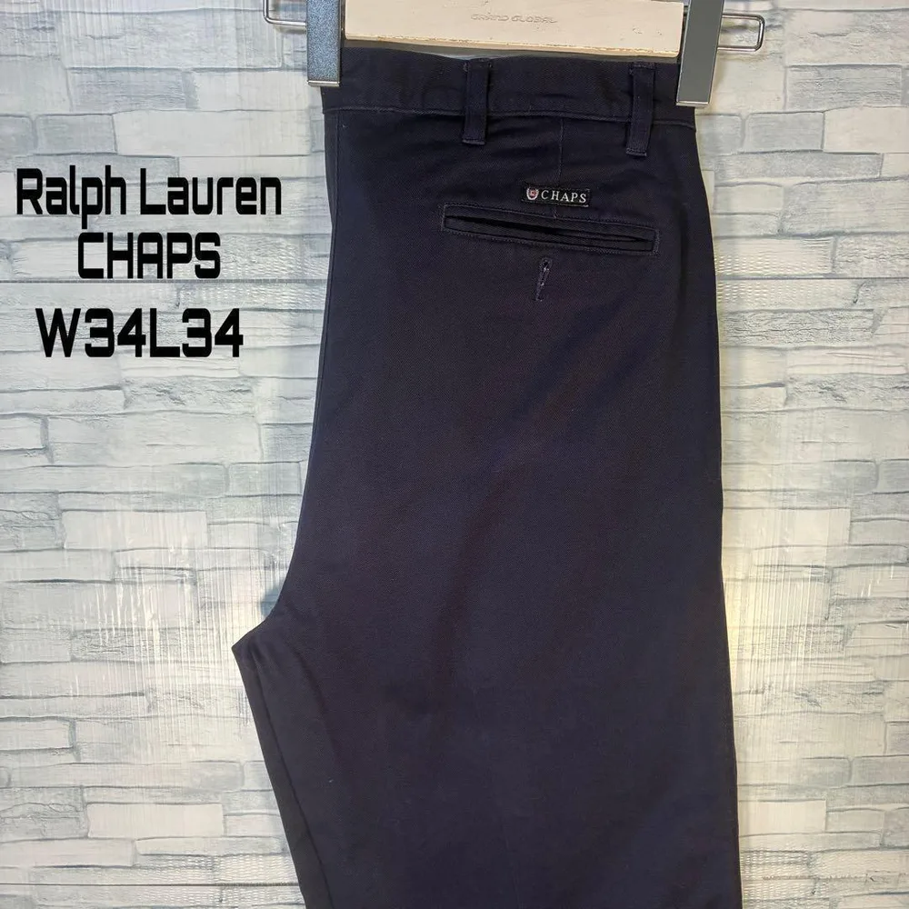 【USA古着】ラルフローレンチャップスチノパンW34L34NVツータック裾ダブル