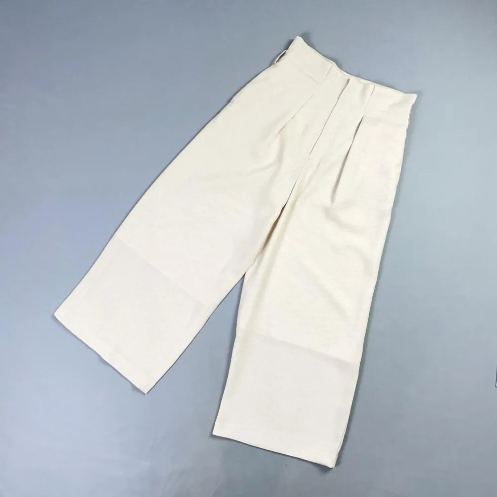 美品 ロイスクレヨン タックワイドパンツ アイボリー サイズM*ND992
