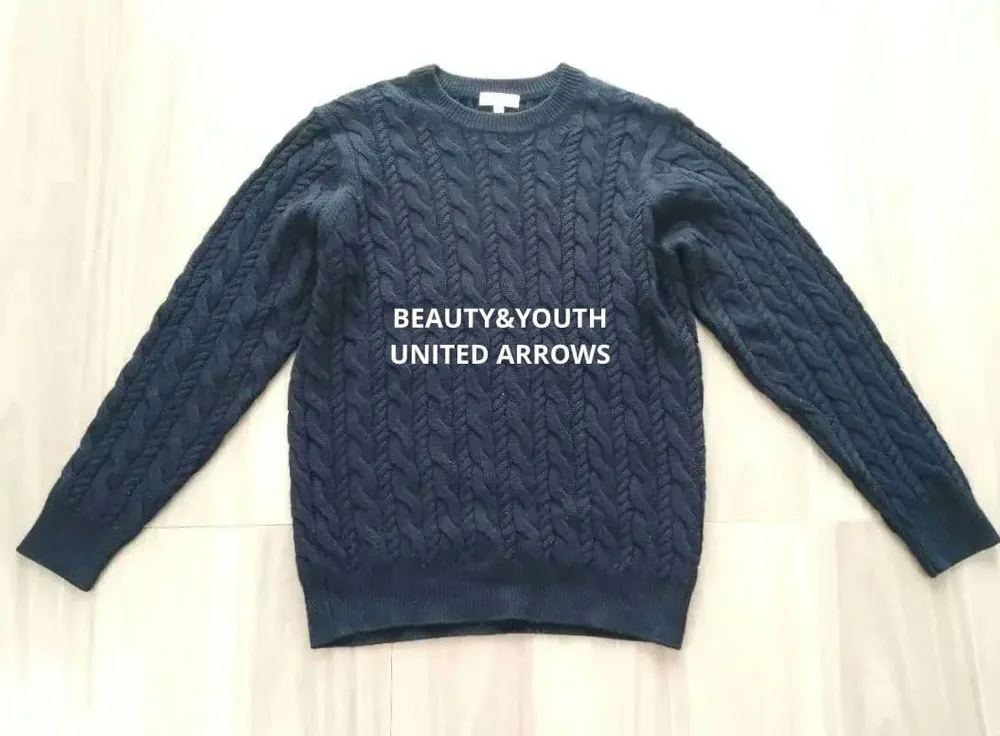 BEAUTY&YOUTH UNITED ARROWS ケーブルニットネイビー M