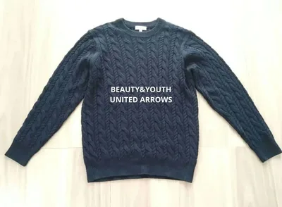 BEAUTY&YOUTH UNITED ARROWS ケーブルニットネイビー M