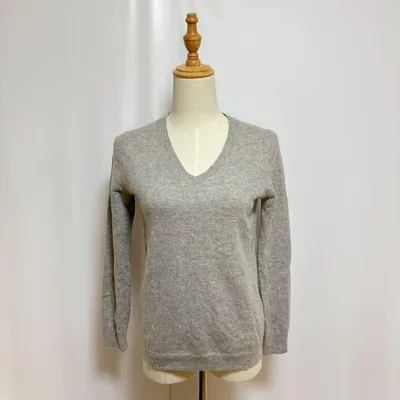 ★UNIQLO ユニクロ カシミヤ100% Vネックニット L ライトグレー