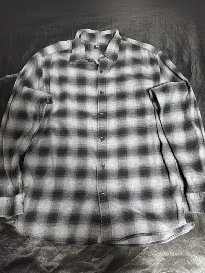 UNIQLO ユニクロ チェック柄 長袖シャツ グレー L