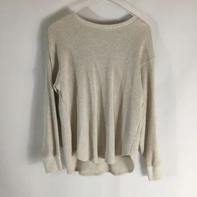 5835 UNIQLO ワッフルクルーネックT 長袖 ベージュ