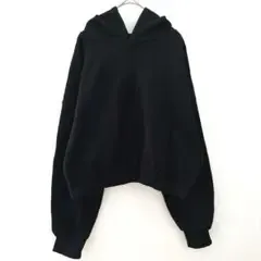 オーバーサイズ プルオーバー パーカー XL ブラック 黒 クロップド丈 裏起毛