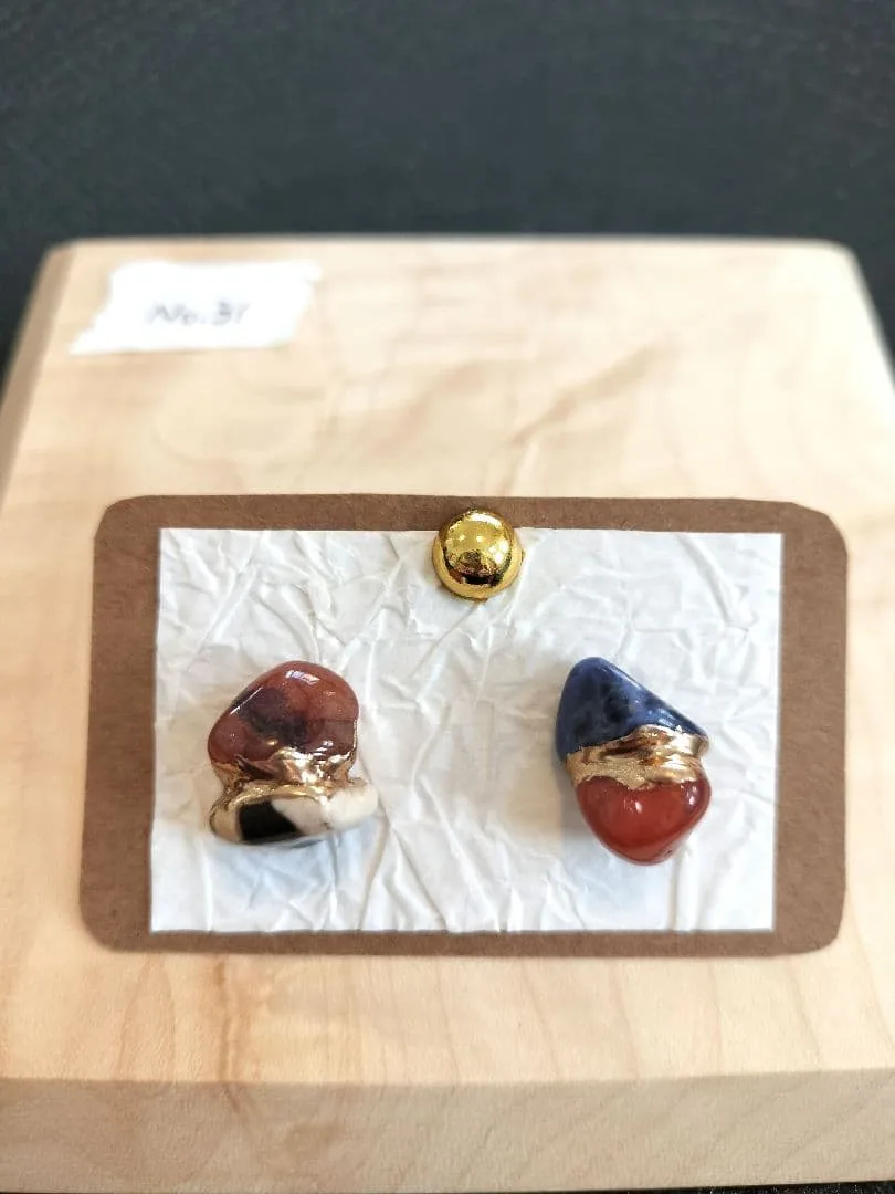 No.31 天然石 金継ぎ ピアス 一粒ピアス ハンドメイド