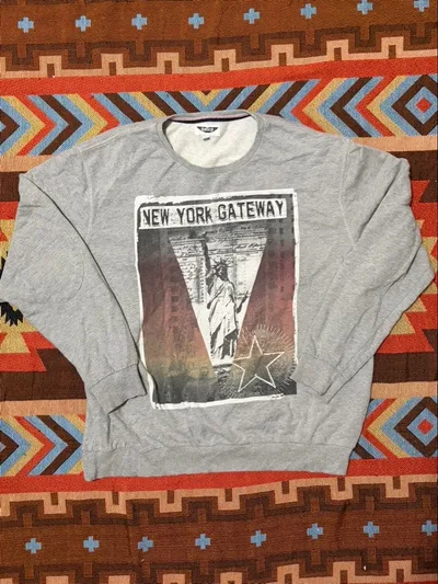 古着 NEW YORK GATEWAY プリント スウェット グレー USA