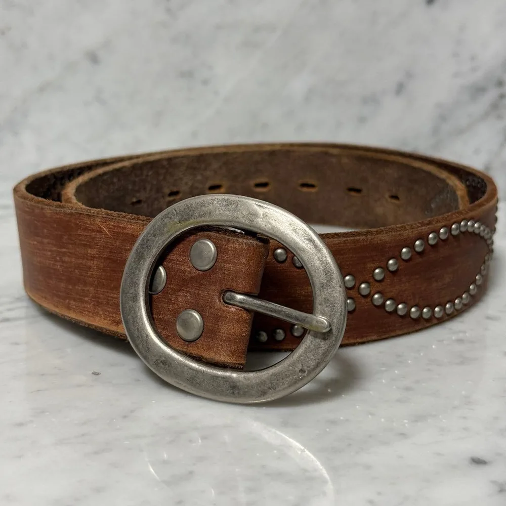 vintage Taiwan 本革 レザーベルト スタッズ Studs OLD