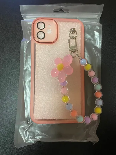 iPhone11 スマホケース ピンク透明 キーホルダー付き