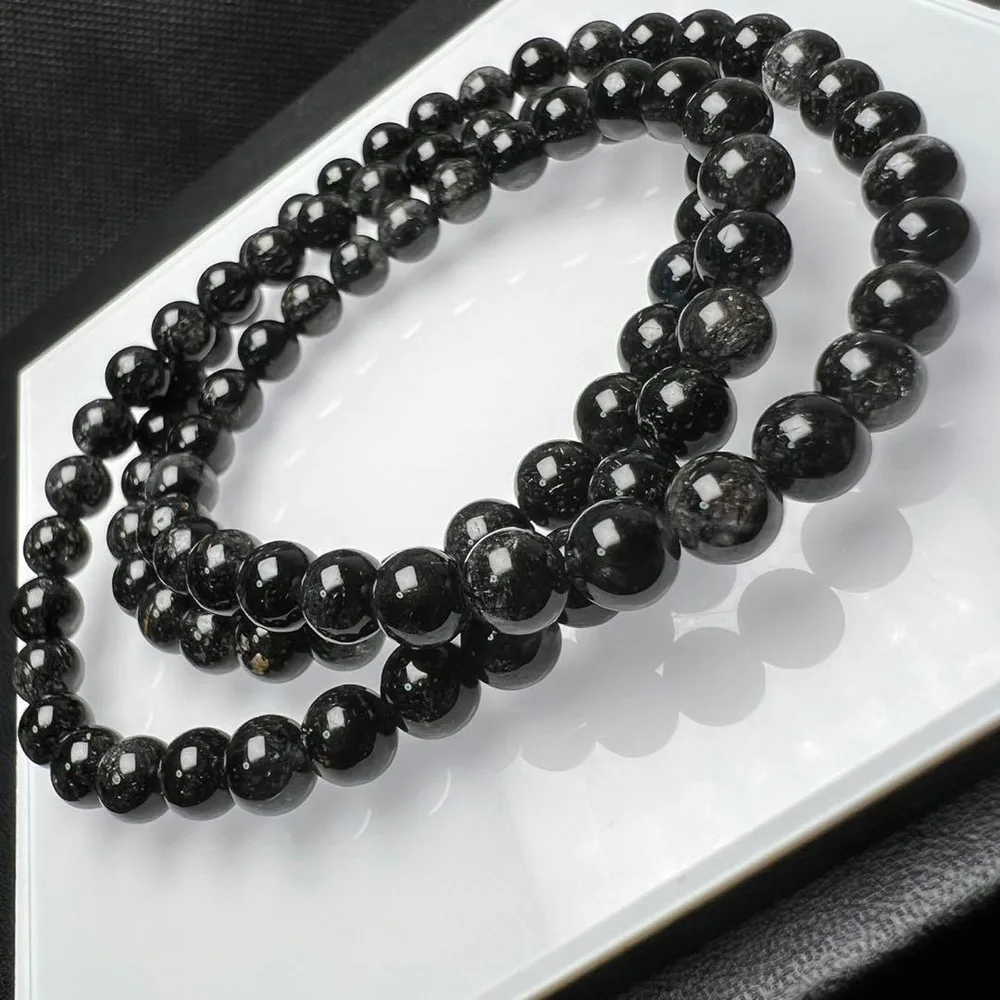 ブラックルチルクォーツ 5mm 54cm 3連ブレスレット