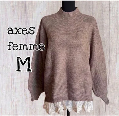 美品 axes femme トップス ハイネックニットチュニック M /USED