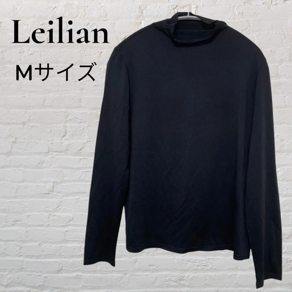 Leilian モックネックカットソー M ブラック 長袖 レディース 黒