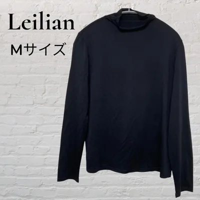 Leilian モックネックカットソー M ブラック 長袖 レディース 黒