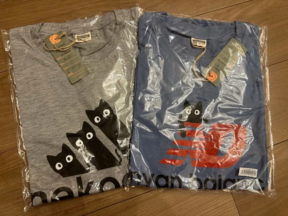 nyan balance 半袖Tシャツ 2枚セット グレー ブルー M