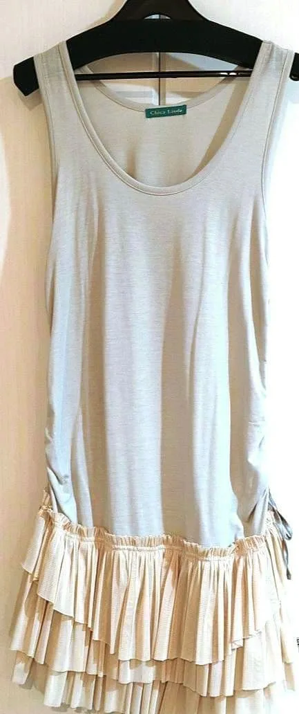 chica limda ノースリーブ 裾ティアードチュールフリルワンピース