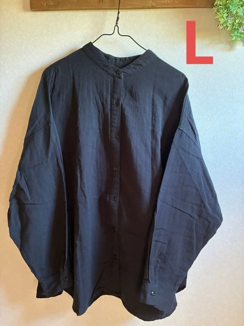 アベイル Denifits バンドカラーブラウス L 黒
