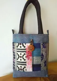 トートバッグ*ハンドメイド*パッチワーク*大島紬*銘仙*内外ポケット付き*着物