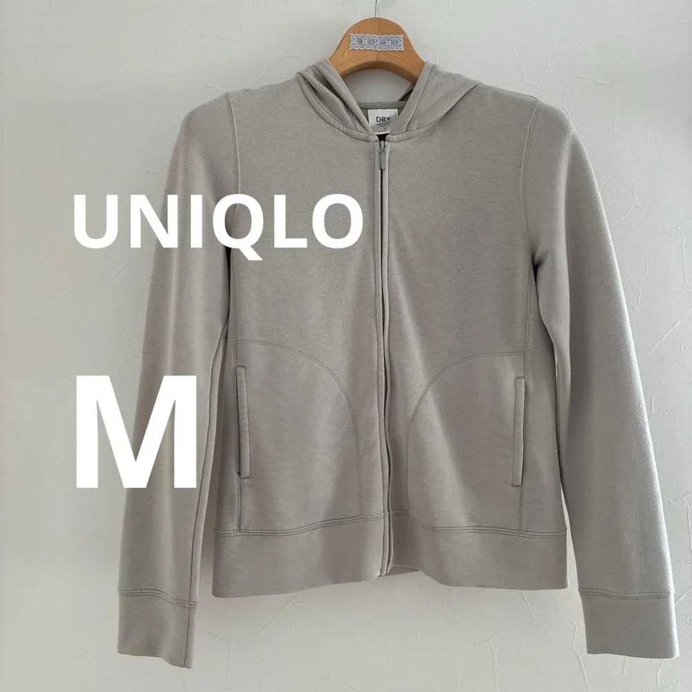 UNIQLO ドライ フーデットパーカー M ライトグレー