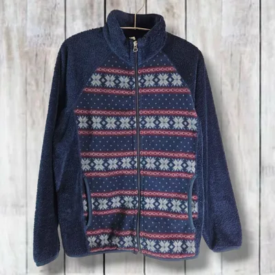 UNIQLO フリースジャケット ノルディック柄 ネイビー M 5543