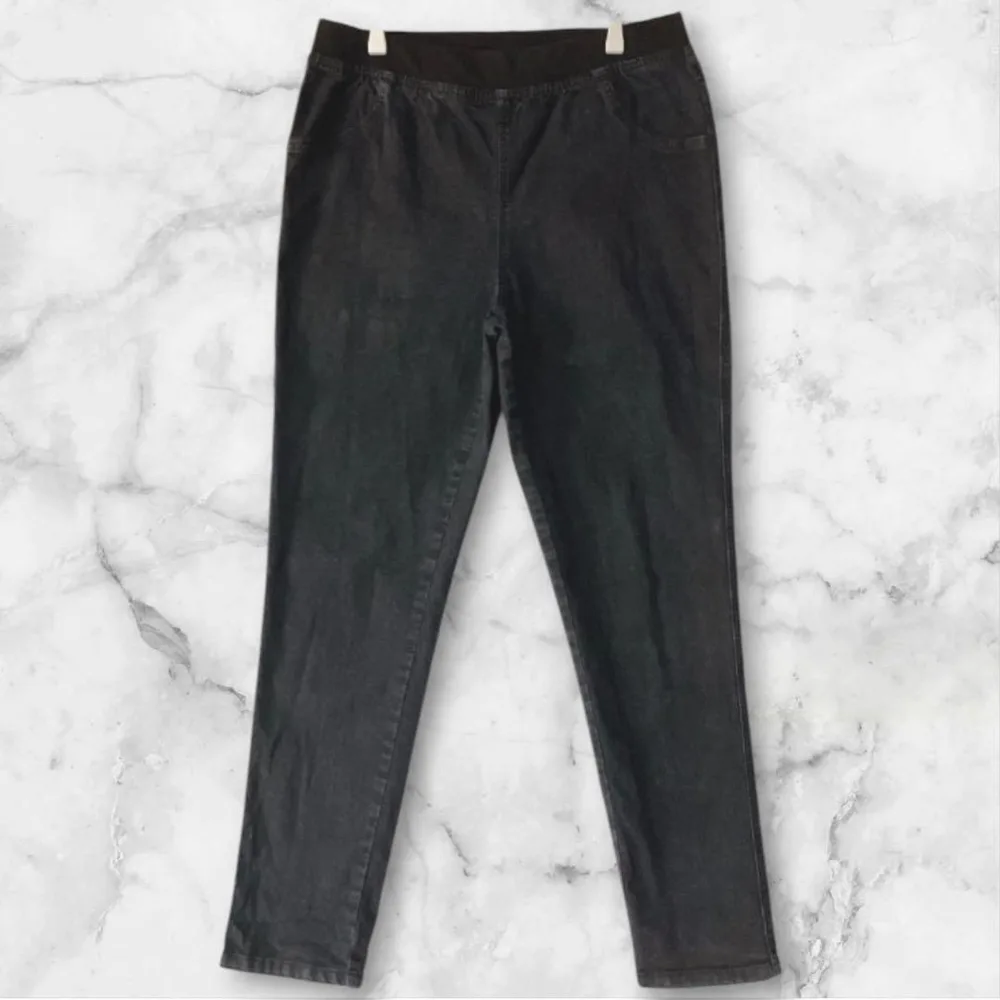 Denim 24/7 レディース デニムパンツ ストレート 14W ブラック