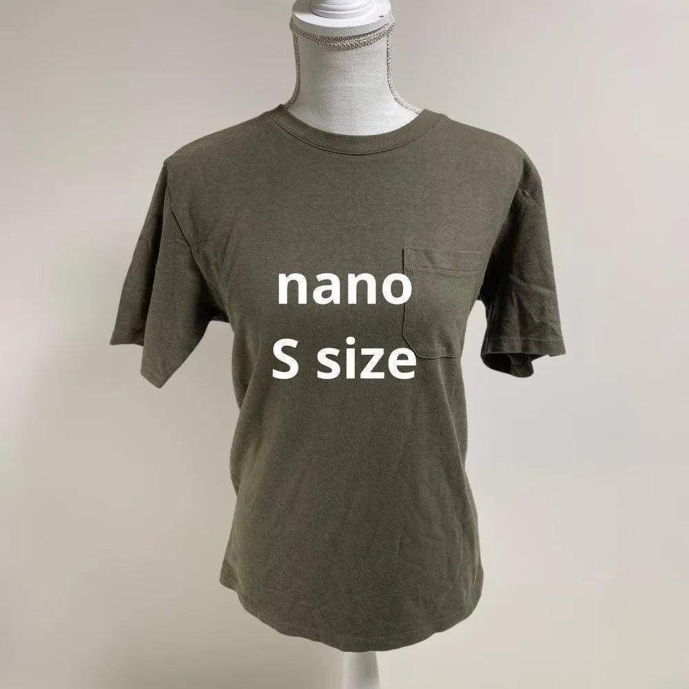757NANO FEUILLE オリーブグリーン 半袖Tシャツ ポケット付き