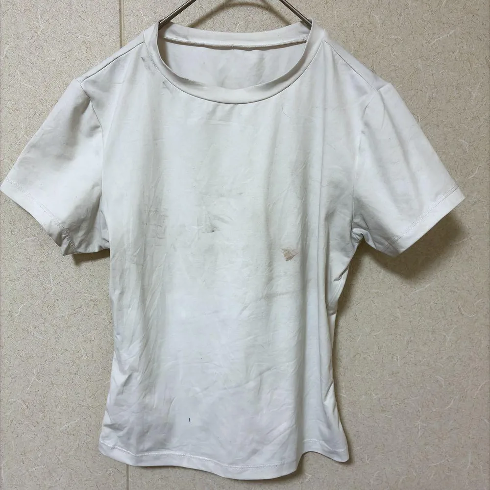 Tシャツ クルーネック 半袖 無地 M 白 綿 デイリー S~M リメイク