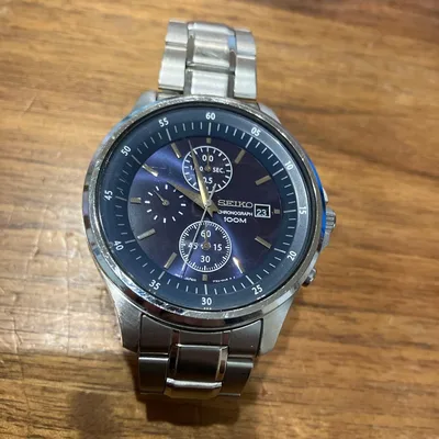 SEIKO メンズ腕時計 クロノグラフ ブルー文字盤 動作未確認 ジャンク