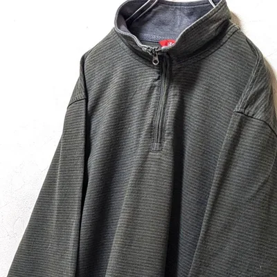 アイゾッド ハーフジップスウェットトレーナー グリーン 緑 L 古着
