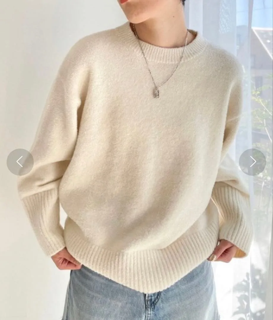 ローリーズファーム ラメBIGプルオーバーLS ニット Fサイズ アイボリー