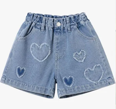 子供服 女の子 薄手デニムショートパンツ 五分丈ジーンズ ジュニア 160