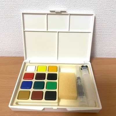สีน้ำทึบ Petit Color ชุด 12 สี ปากกาพู่กันน้ำพร้อมฟองน้ำ