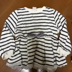プティマイン ボーダー柄 ペプラムトップス 100㎝