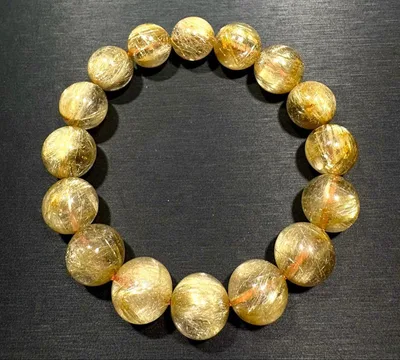 高品質 ゴールドルチル ブレスレット 13-13.5mm 内径17.3cm 金運