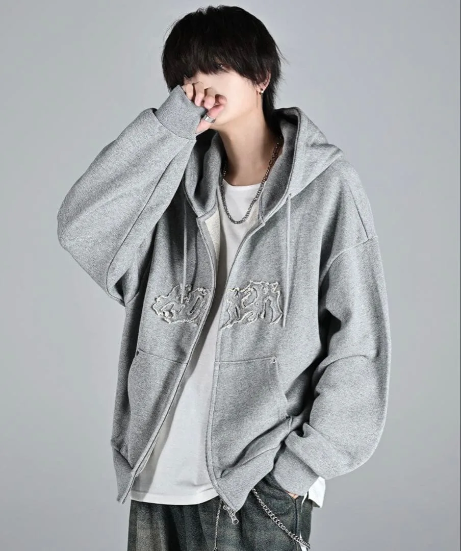 【ADRER】ヘビーウェイトロゴセミショートヴィンテージダブルジップパーカー