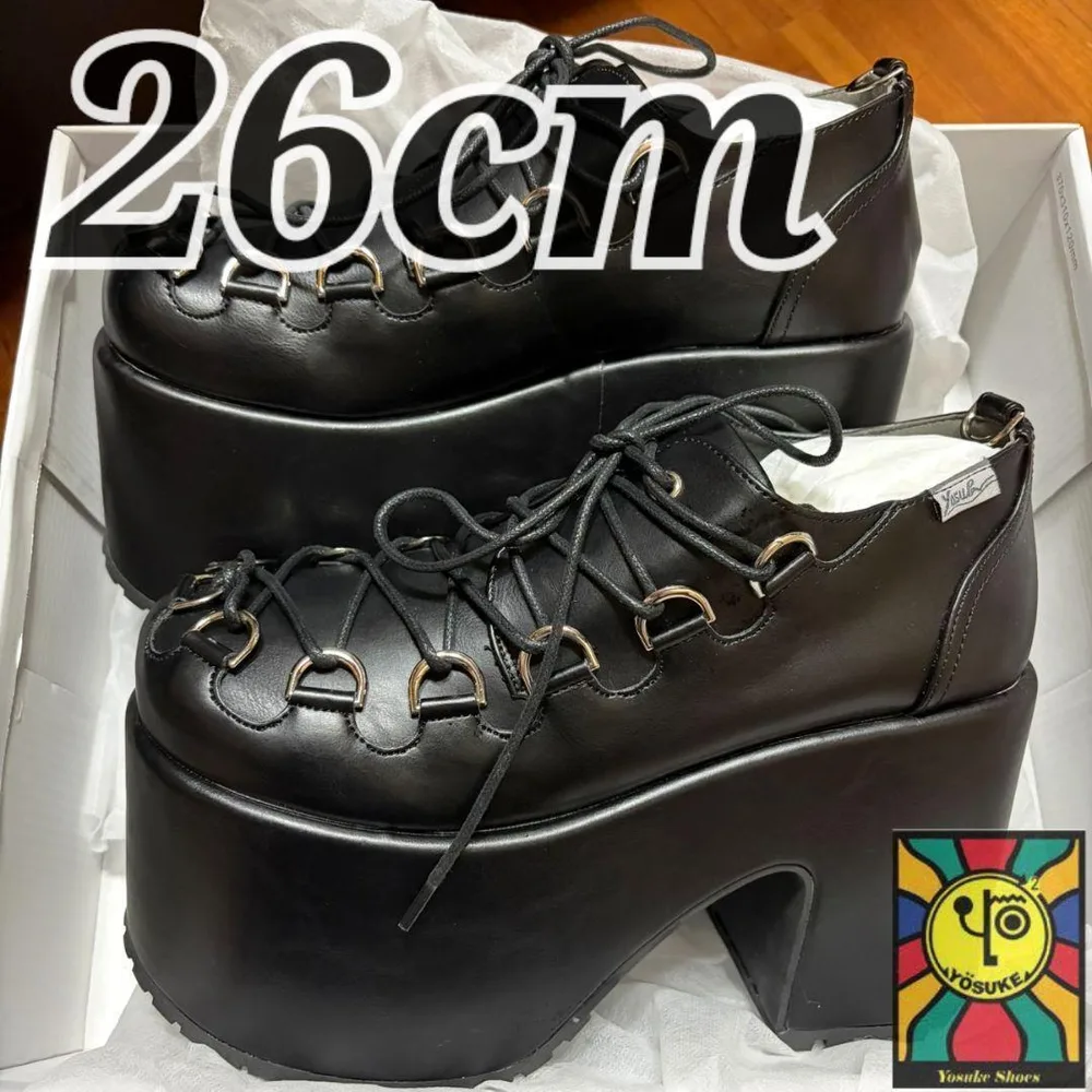 お買い得✨ YOSUKE メンズ 26cm 超厚底靴 黒 Dリング