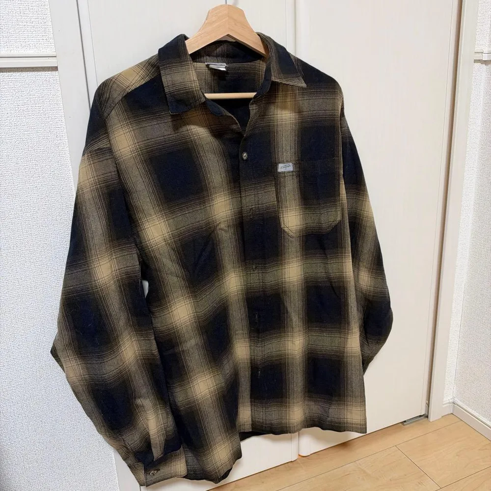 Caltop ネルシャツ オンブレチェック ブラウン ブラック S