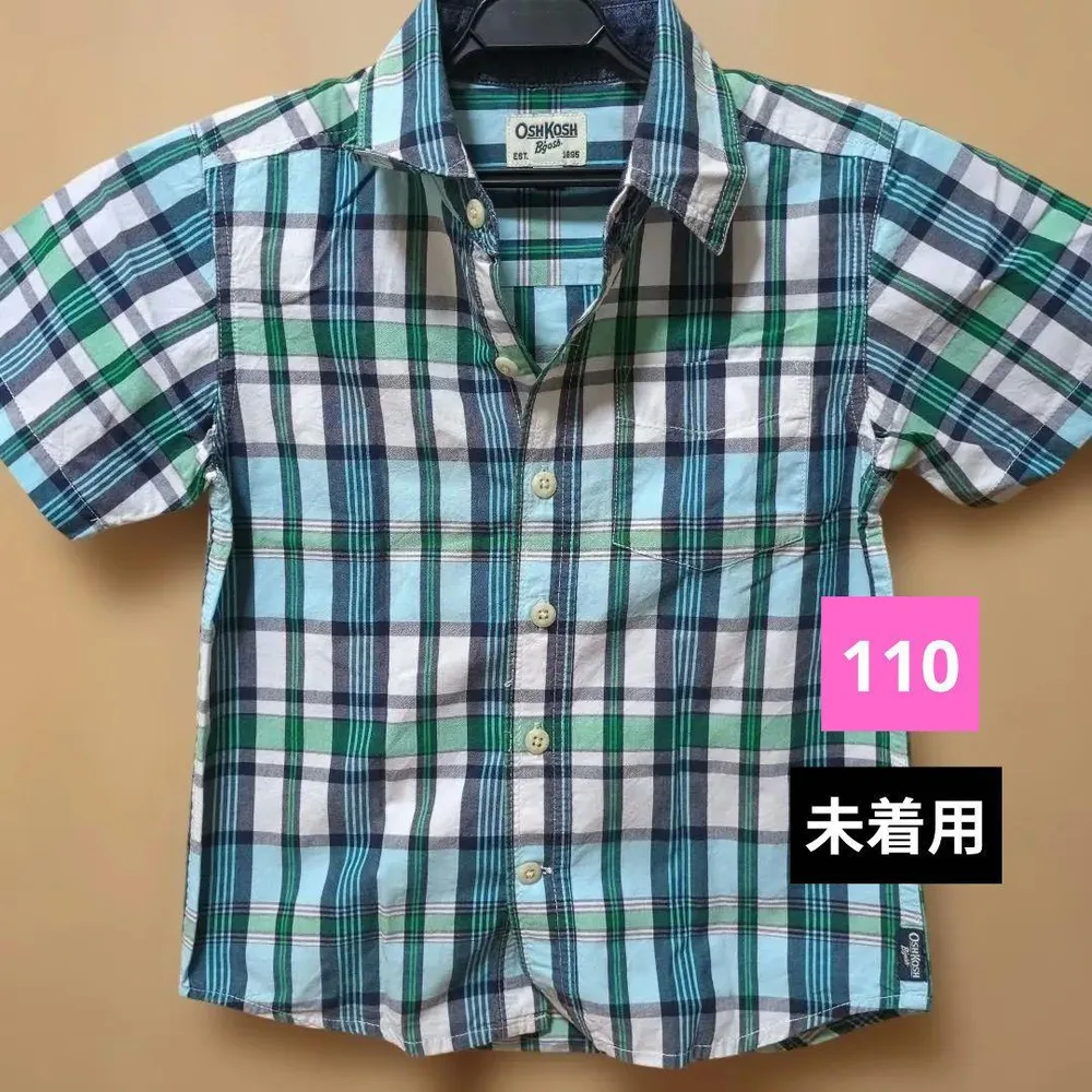 OshKosh B'gosh 半袖チェックシャツ ブルー系