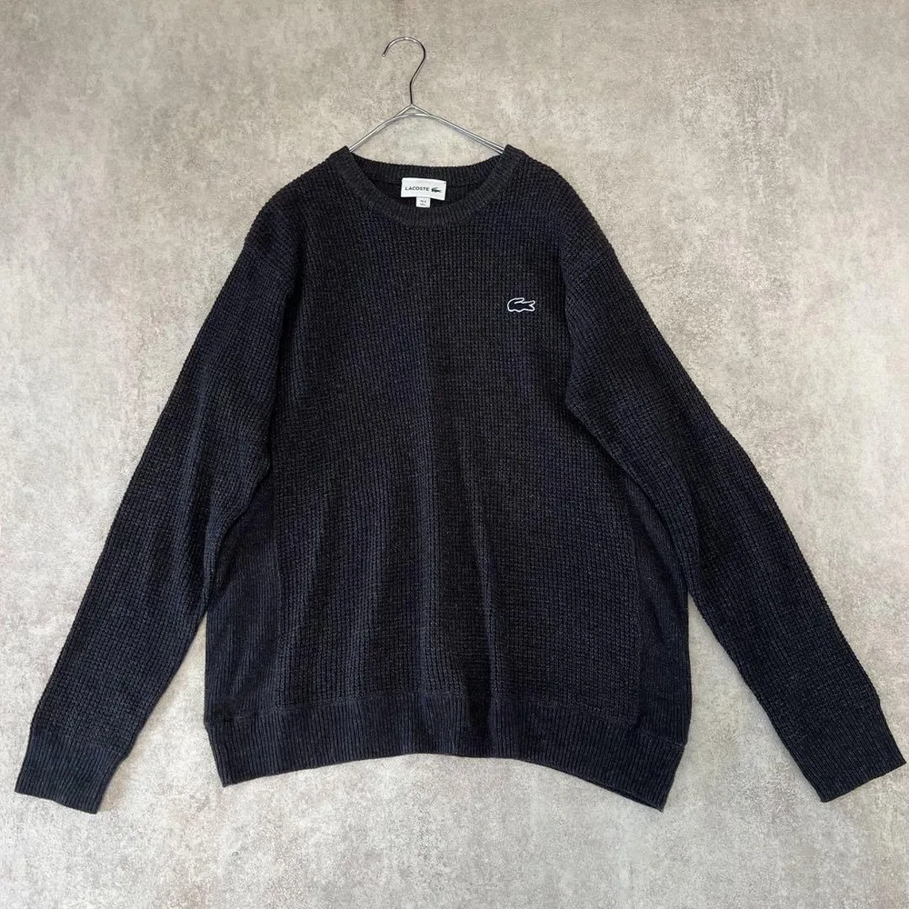 LACOSTE ラコステ コットン ニット ワッフル セーター 黒 XL