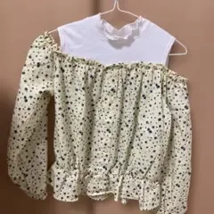 GU肩出し 花柄長袖ブラウス 重ね着風キッズS 130~140